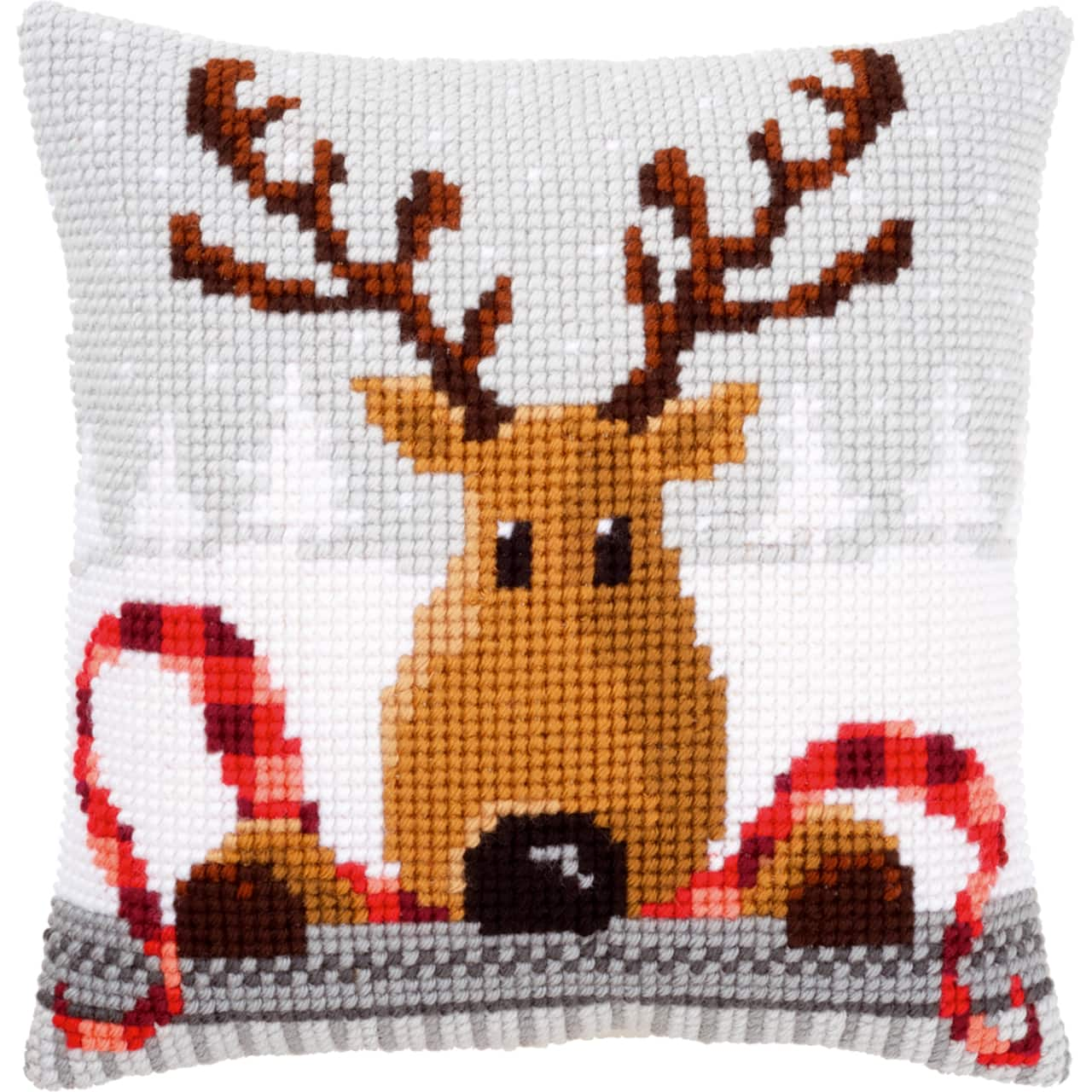 Vervaco Reindeer with a Red Scarf Needlepoint Cushion Top Kit